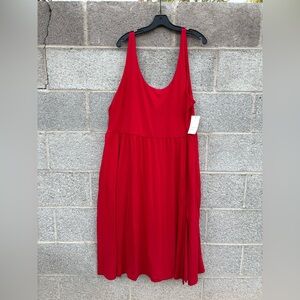 NWT A New Day Red Tank Dress Dark Stretch W/ Pockets & Front Slit Women Size 2X